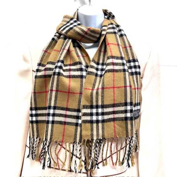 Burberrys London 100% Lamswool 72x12" Brown Black Nova check Made in England(70 - Picture 3 of 7